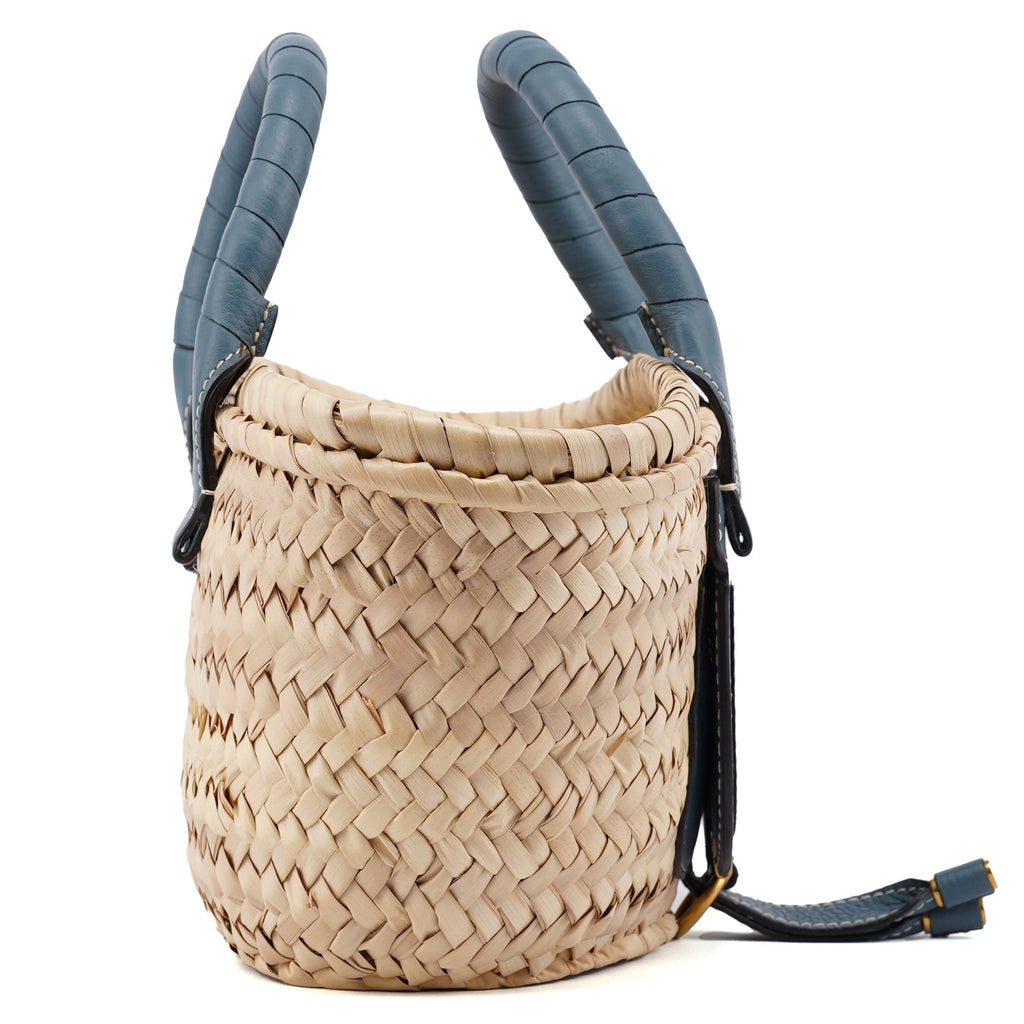 Light Blue Beige Marcie Basket Bag