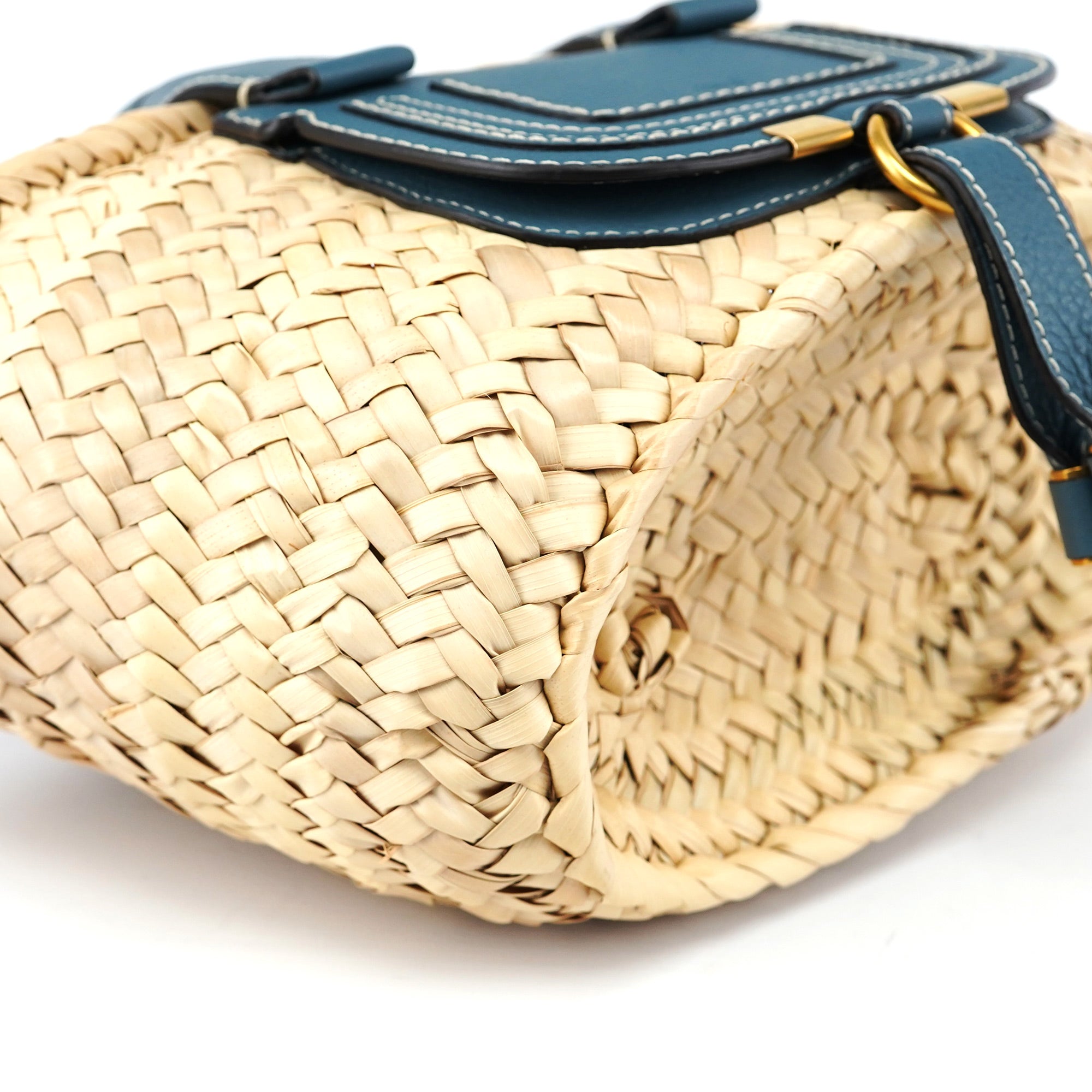 Light Blue Beige Marcie Basket Bag
