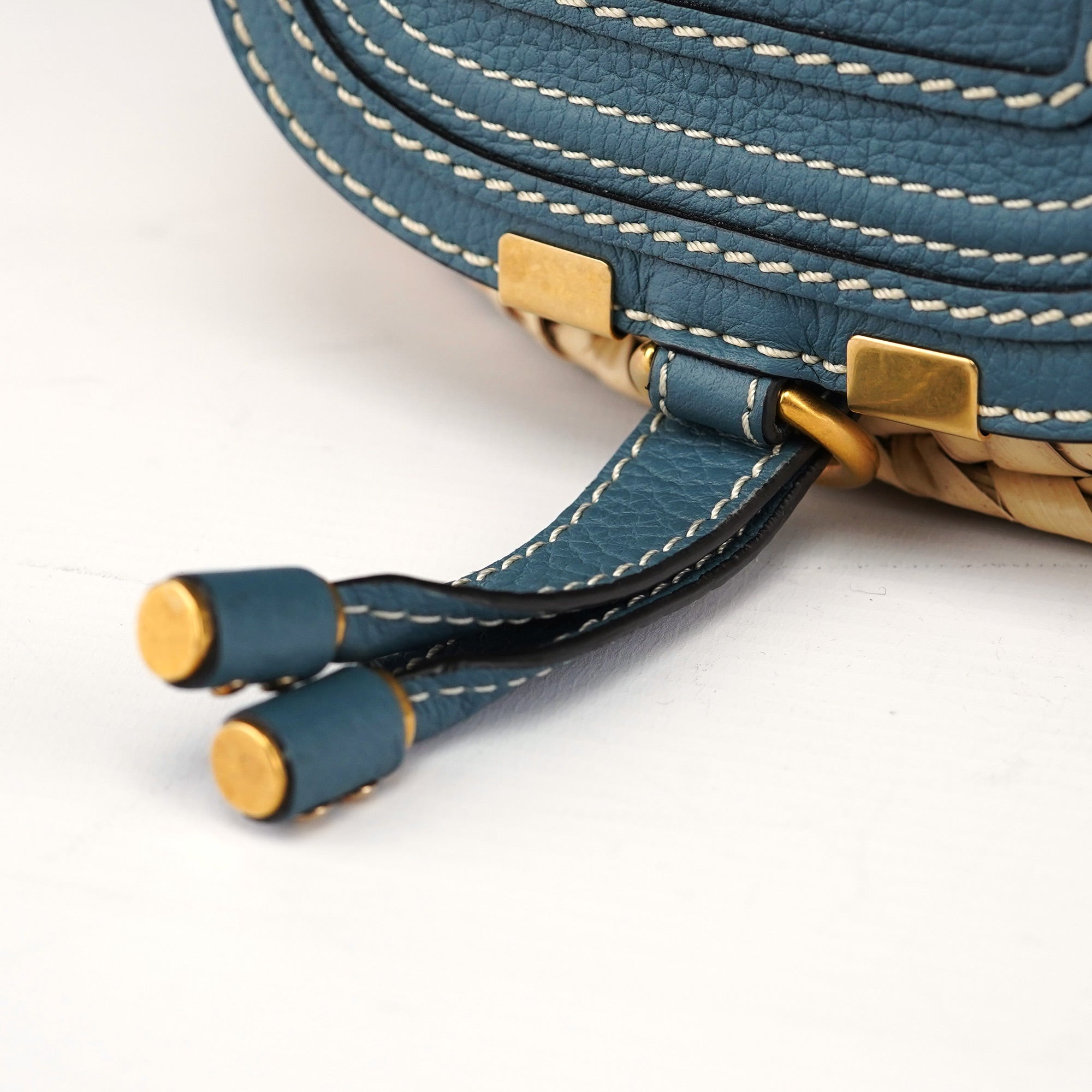 Light Blue Beige Marcie Basket Bag