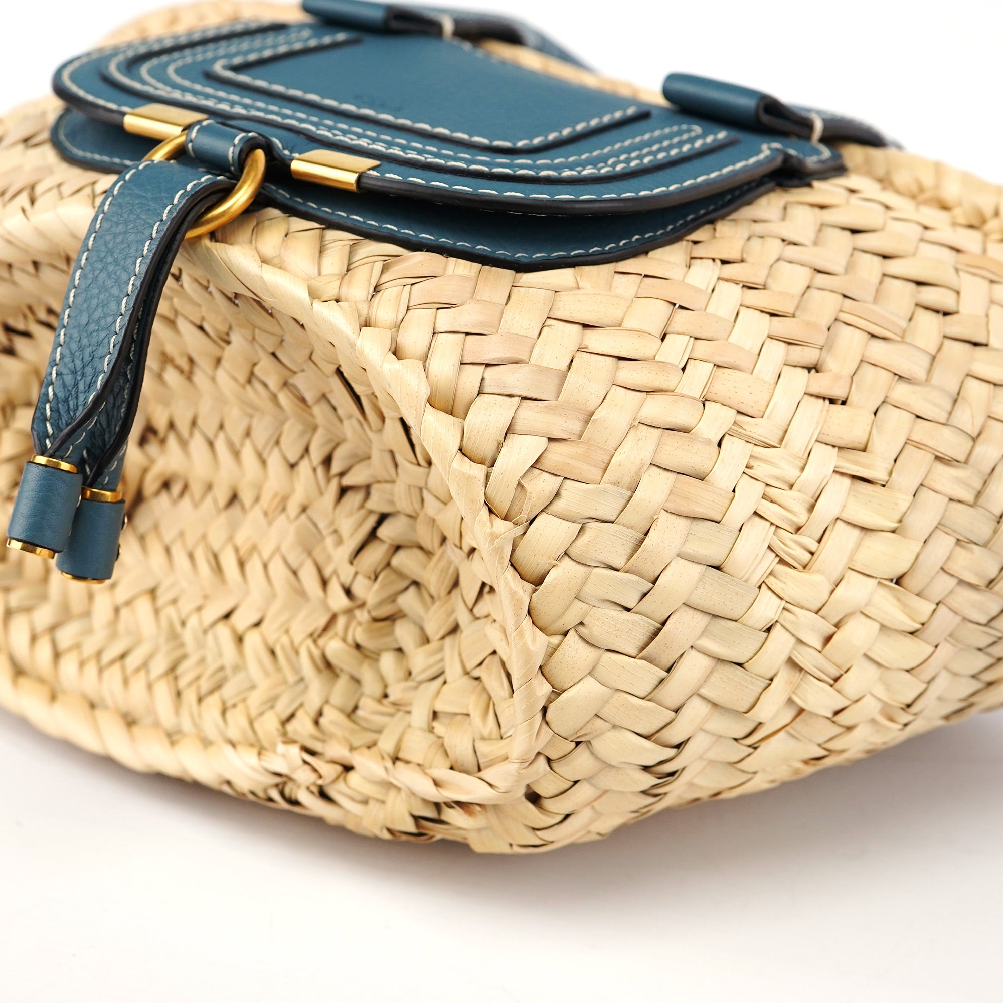 Light Blue Beige Marcie Basket Bag