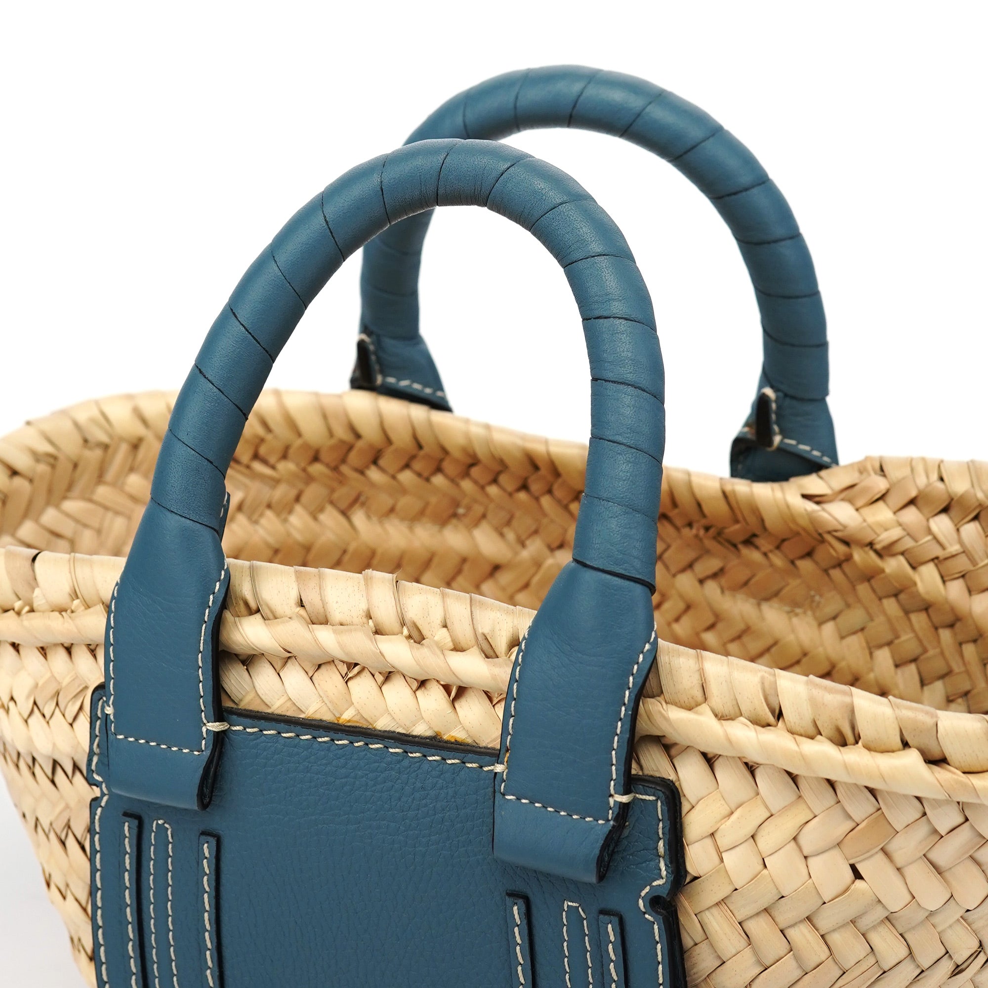 Light Blue Beige Marcie Basket Bag