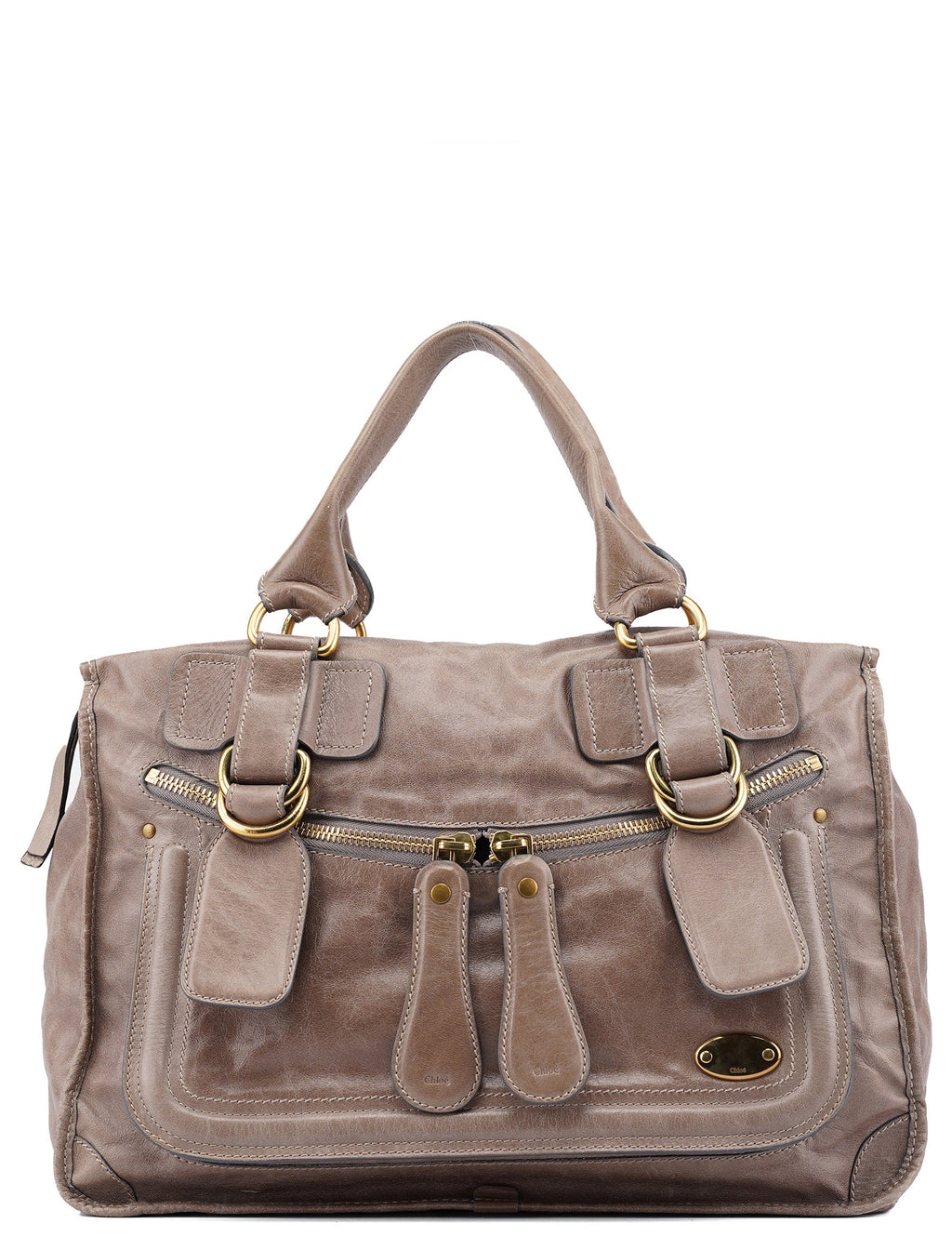 Light Brown Calfskin Bay Tote Bag