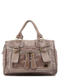 Light Brown Calfskin Bay Tote Bag