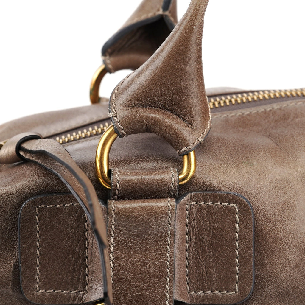 Light Brown Calfskin Bay Tote Bag