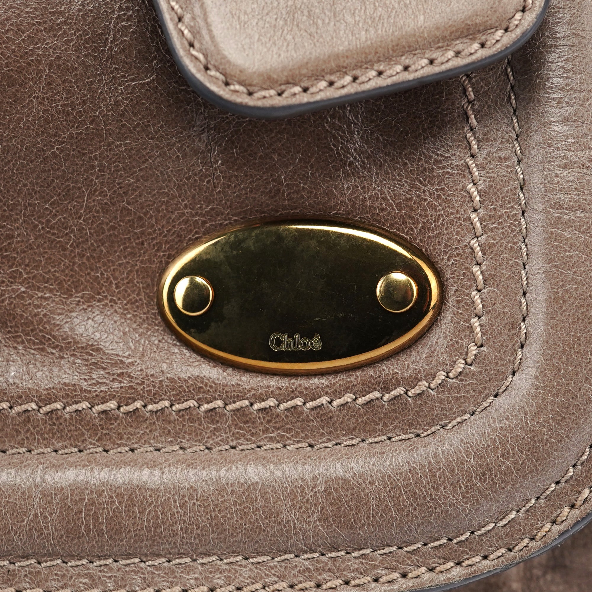 Light Brown Calfskin Bay Tote Bag