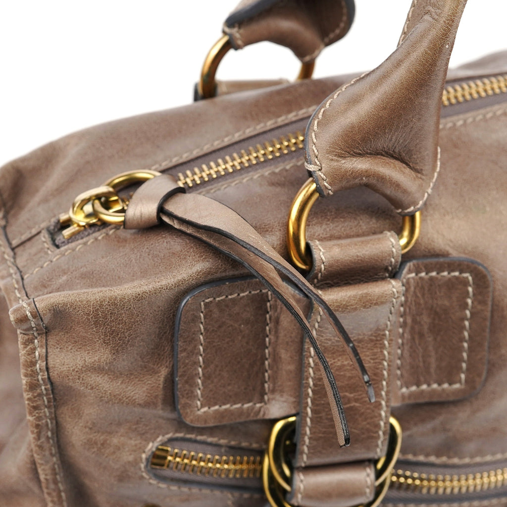 Light Brown Calfskin Bay Tote Bag