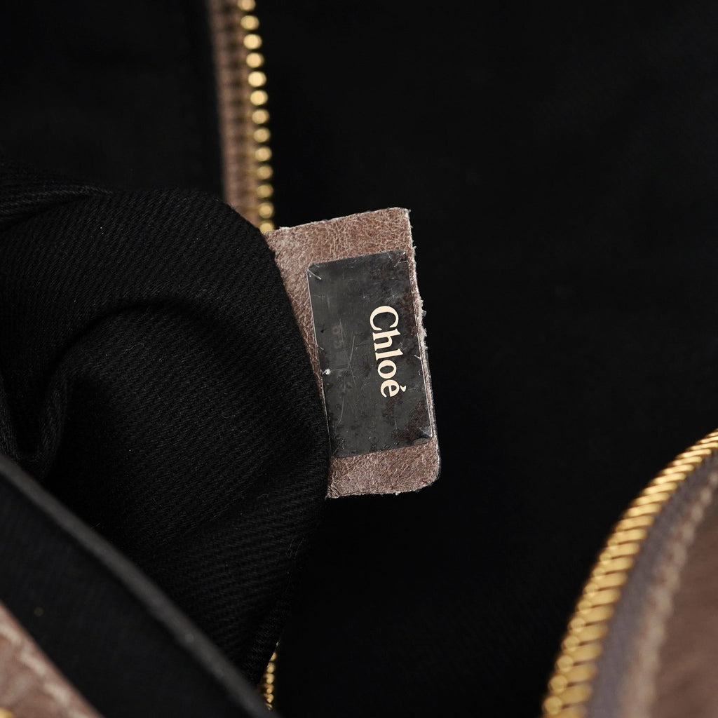 Light Brown Calfskin Bay Tote Bag