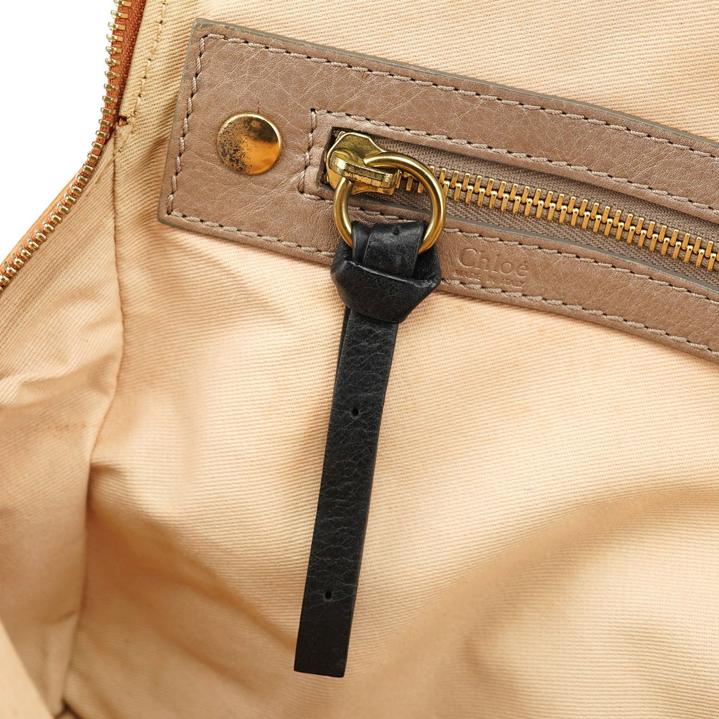 Light Brown Leather Bay Tote Bag