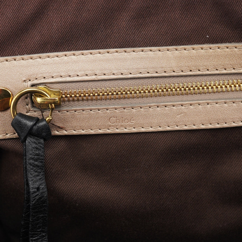 Light Brown Leather Bay Tote Bag