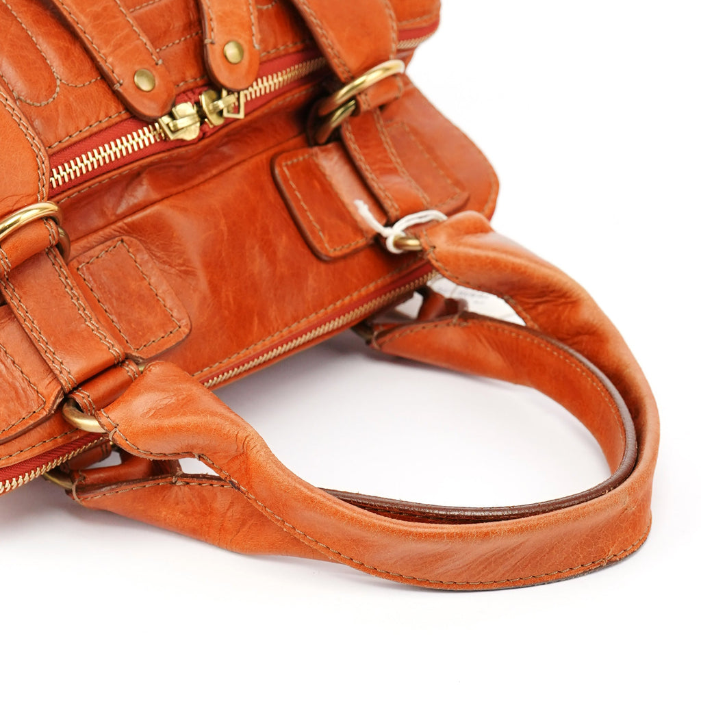 Light Brown Leather Bay Tote Bag