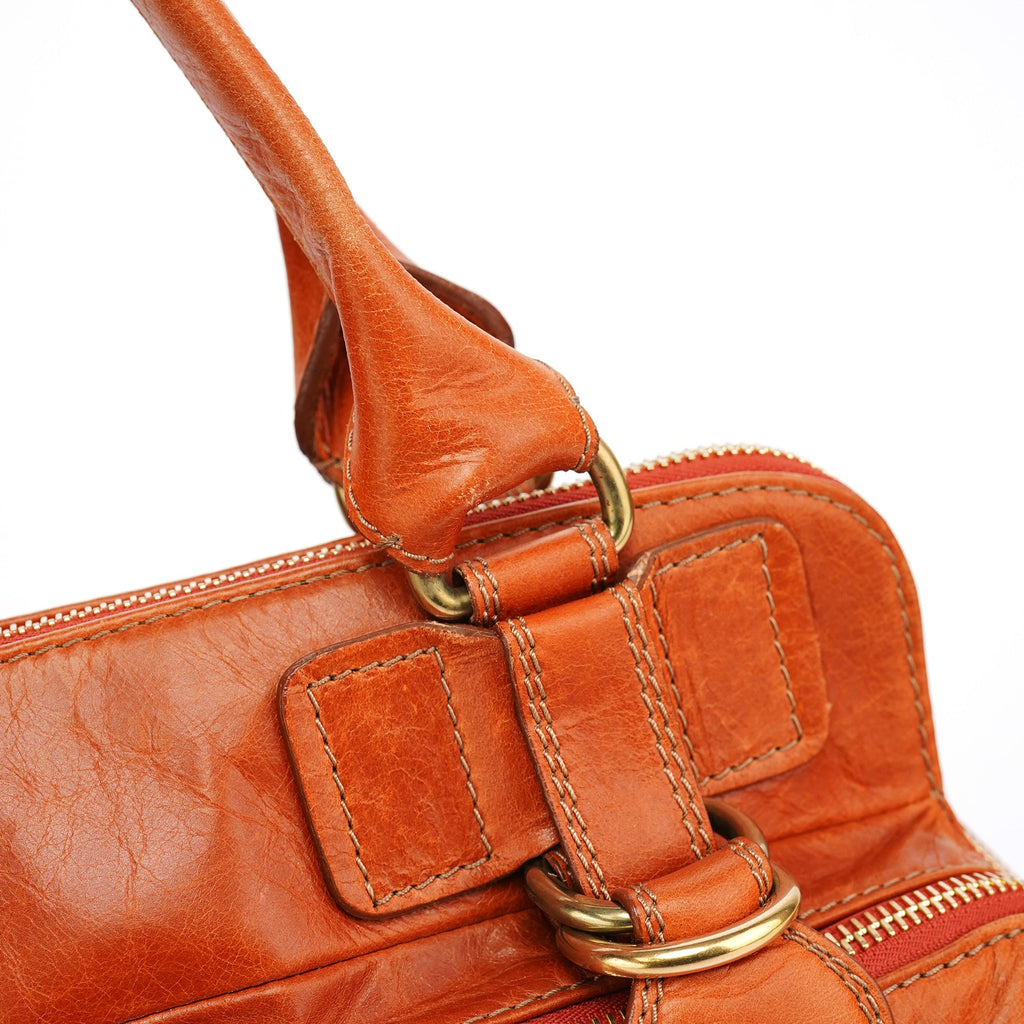 Light Brown Leather Bay Tote Bag