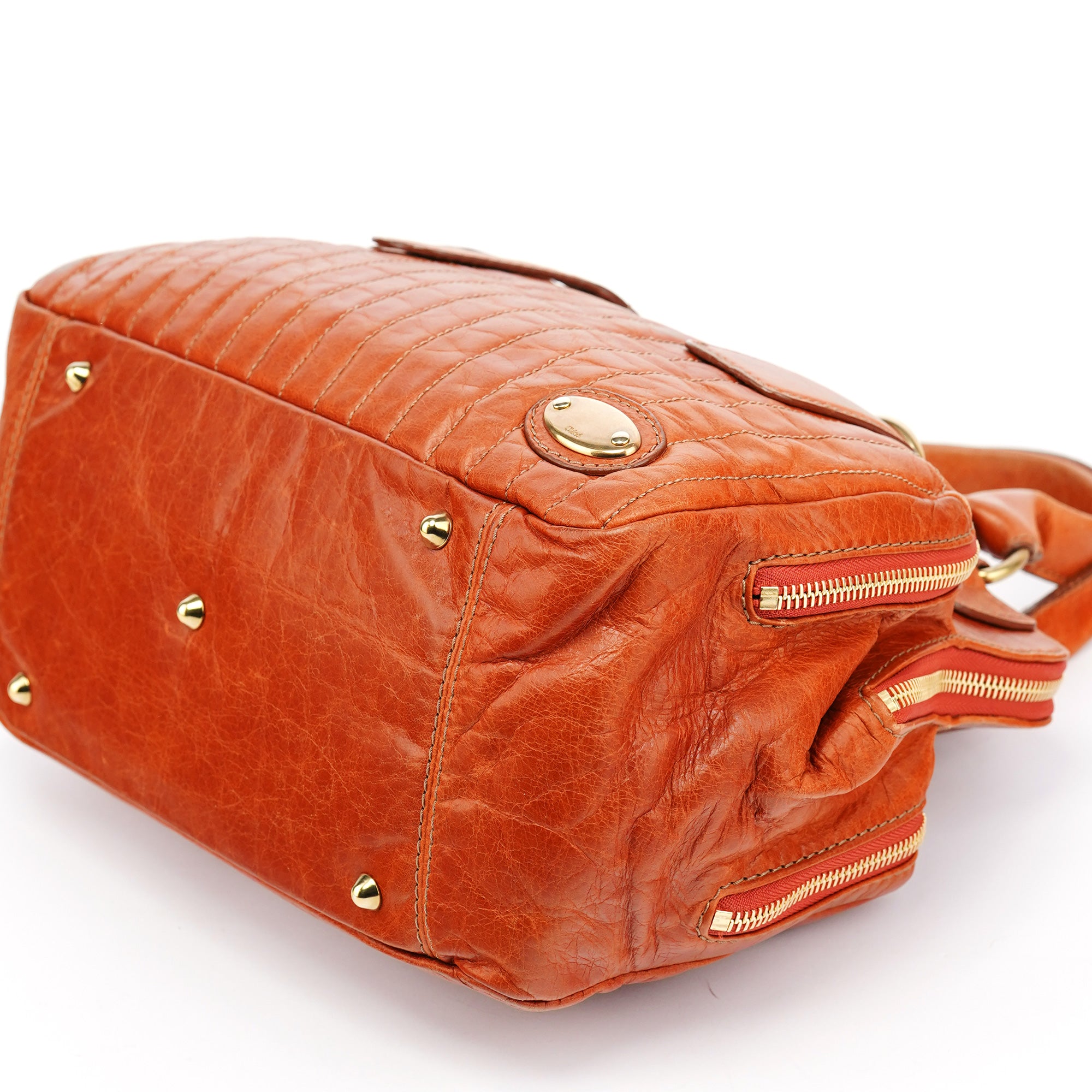 Light Brown Leather Bay Tote Bag