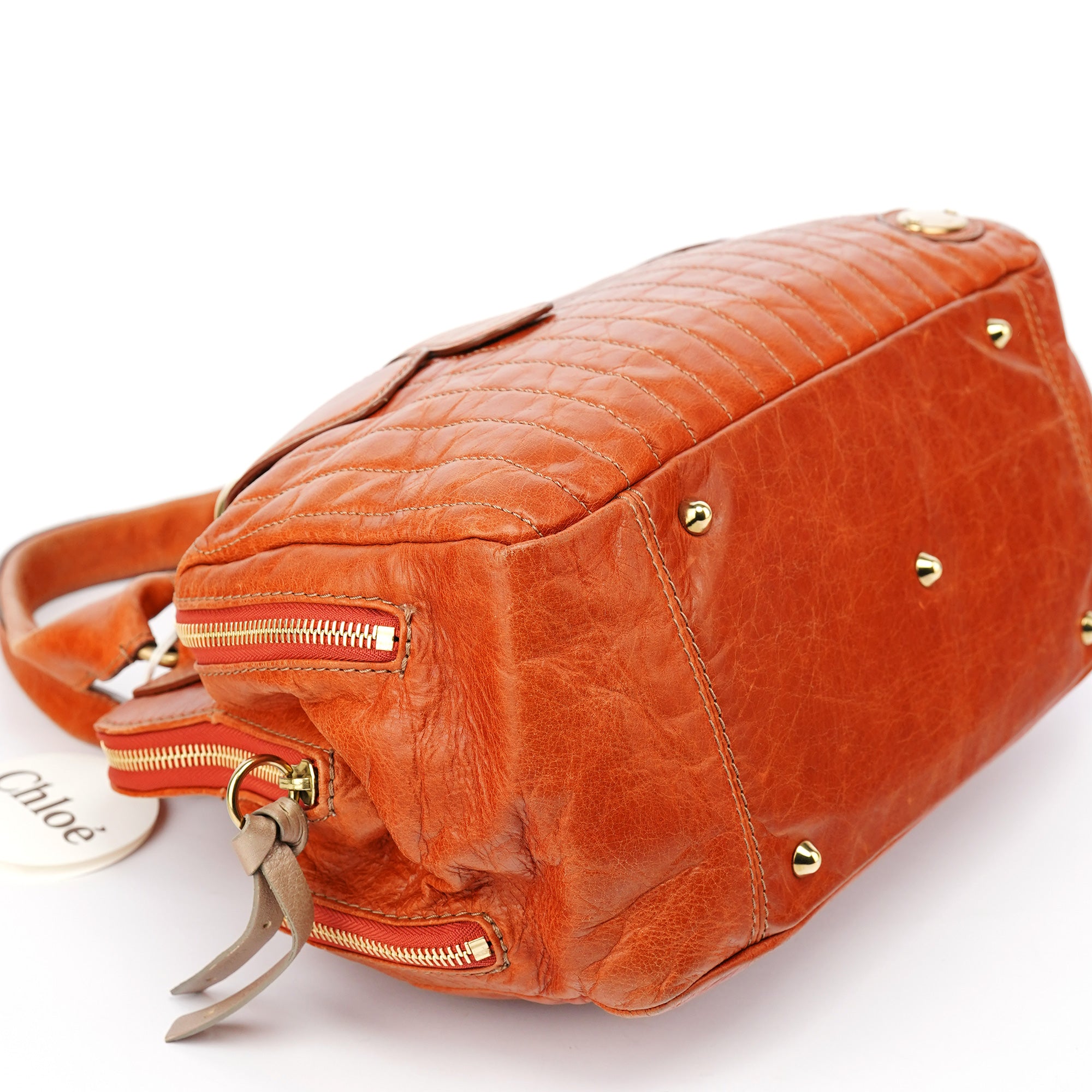 Light Brown Leather Bay Tote Bag
