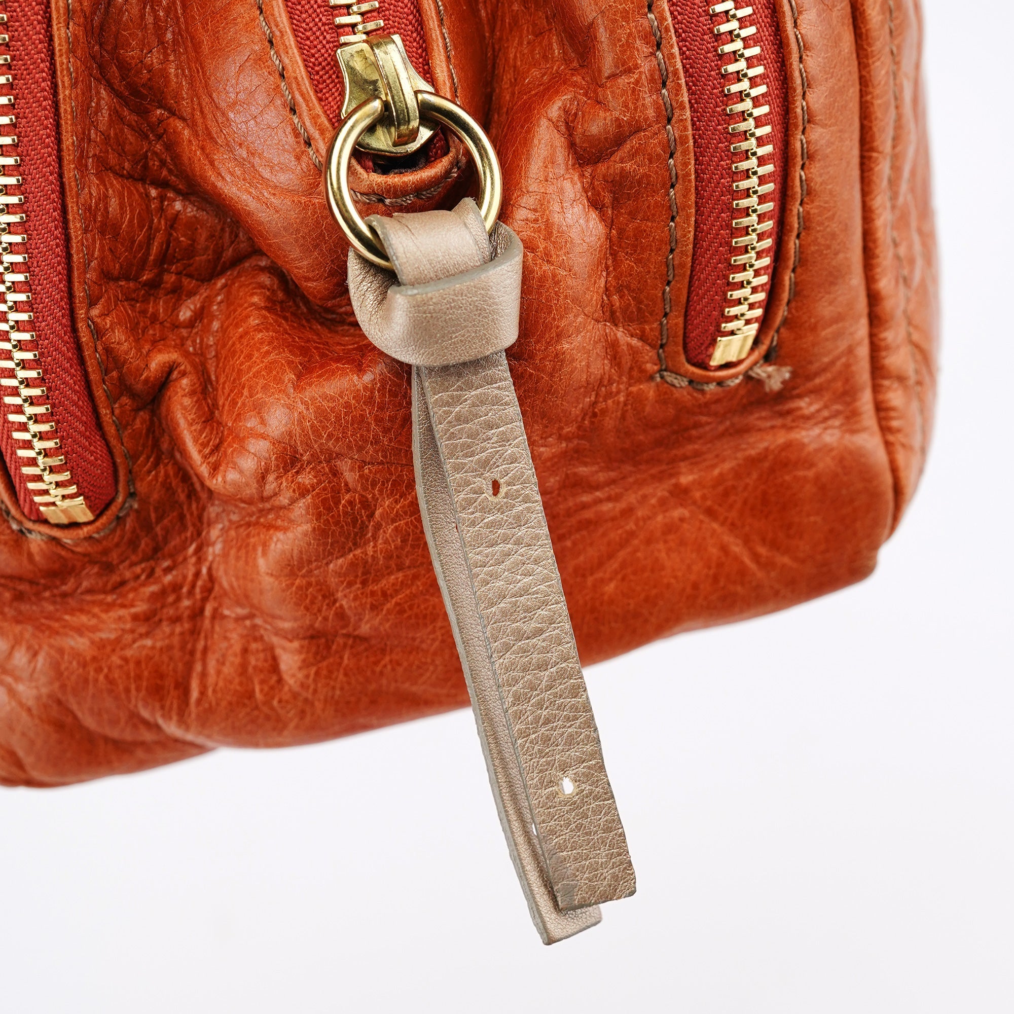 Light Brown Leather Bay Tote Bag