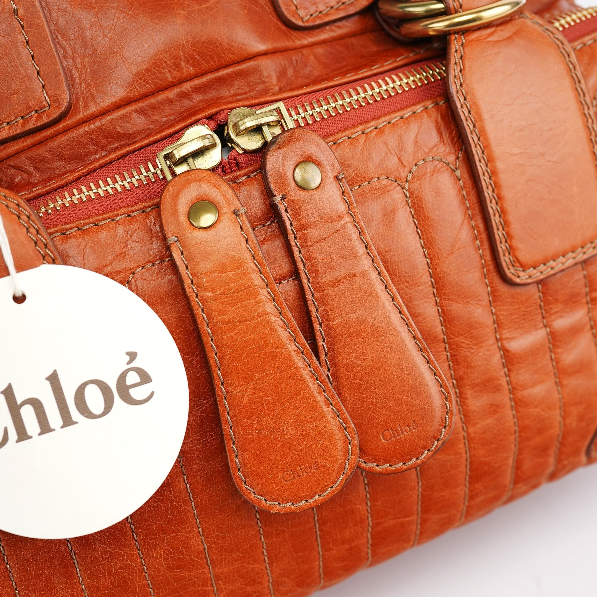 Light Brown Leather Bay Tote Bag