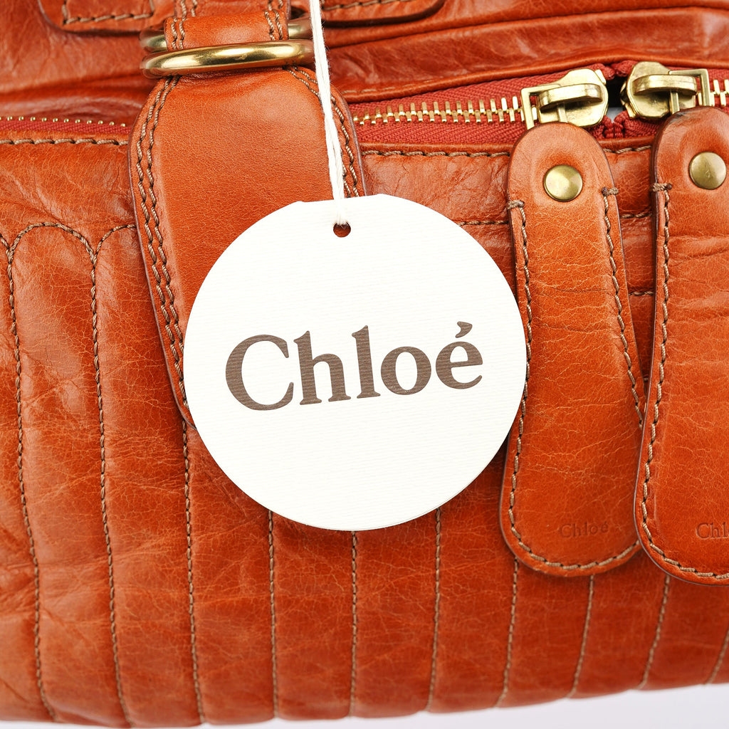 Light Brown Leather Bay Tote Bag