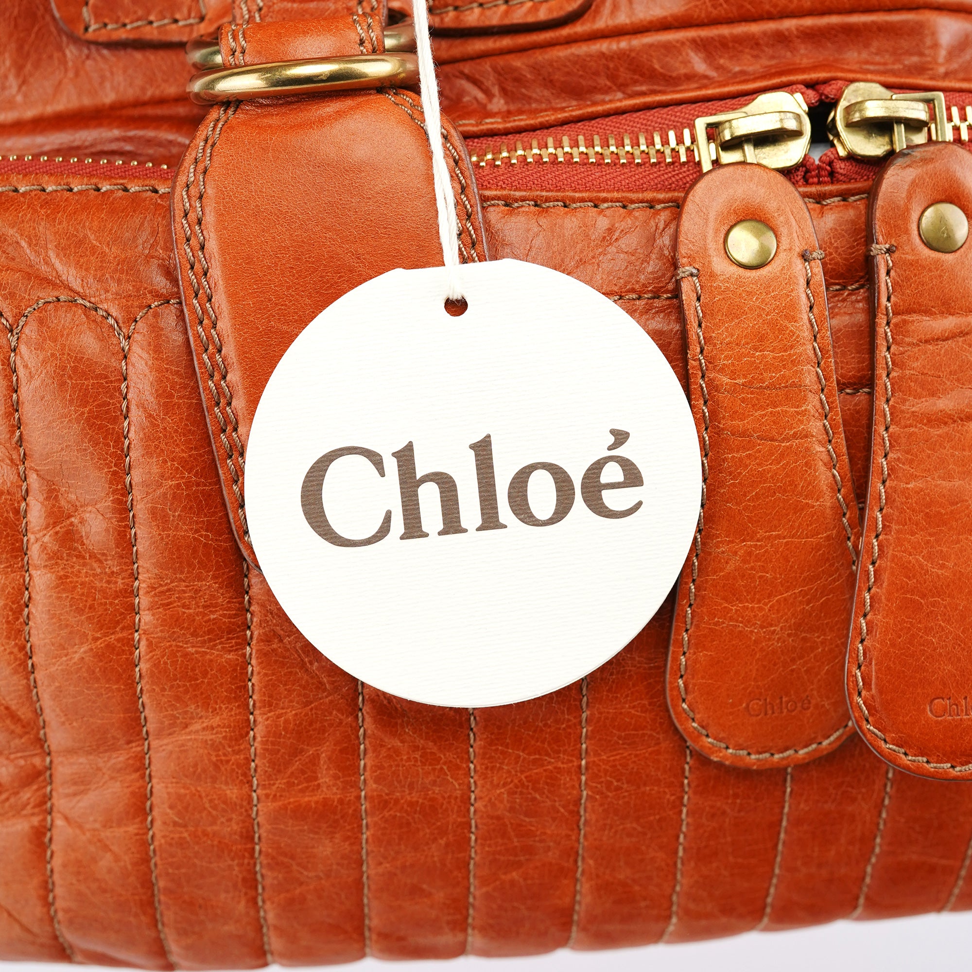 Light Brown Leather Bay Tote Bag