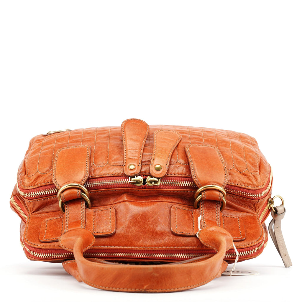 Light Brown Leather Bay Tote Bag