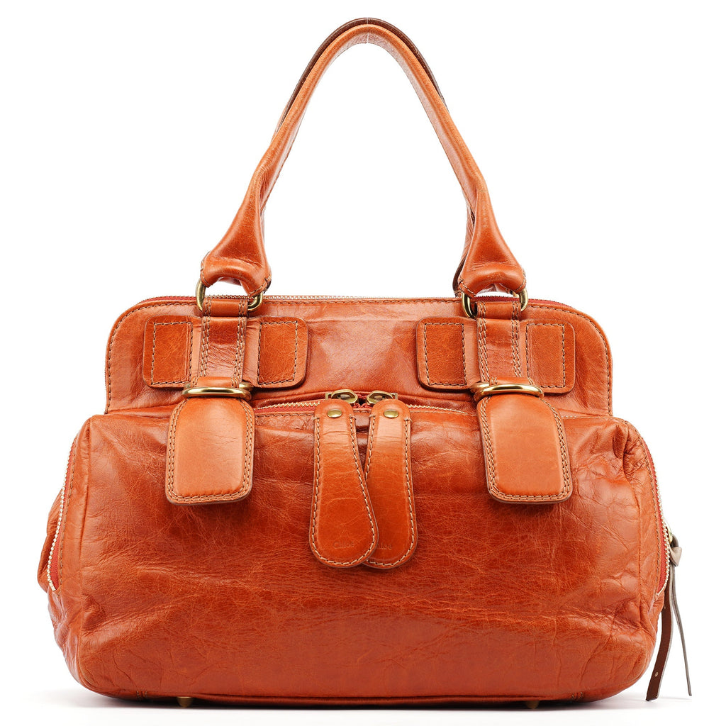 Light Brown Leather Bay Tote Bag