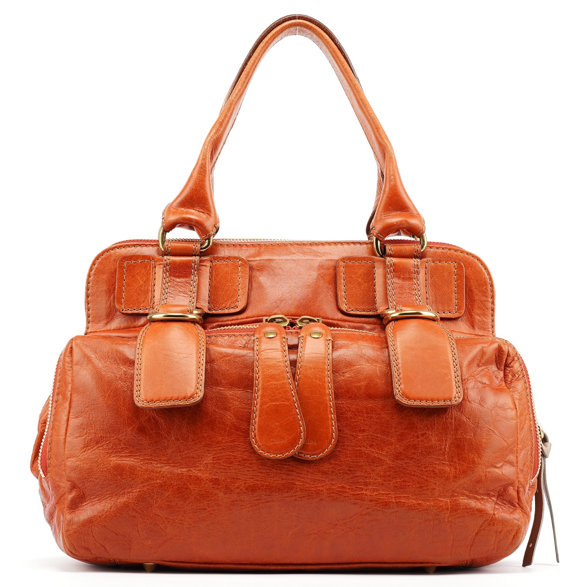 Light Brown Leather Bay Tote Bag
