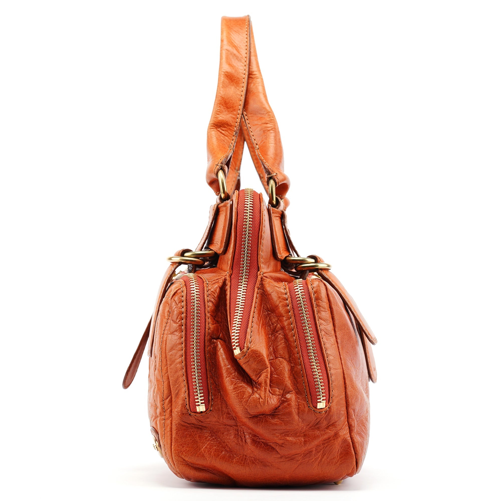 Light Brown Leather Bay Tote Bag