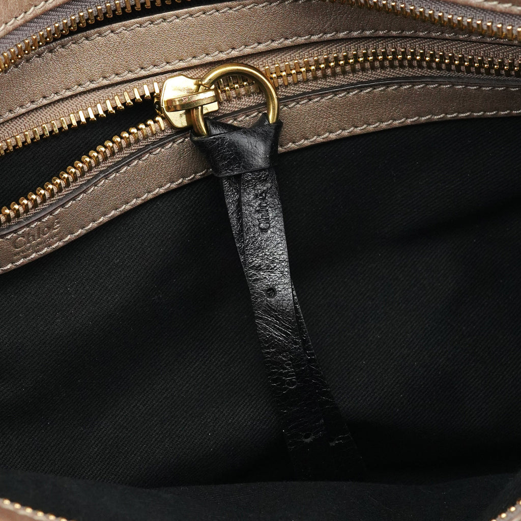 Light Brown Leather Bay Tote Bag