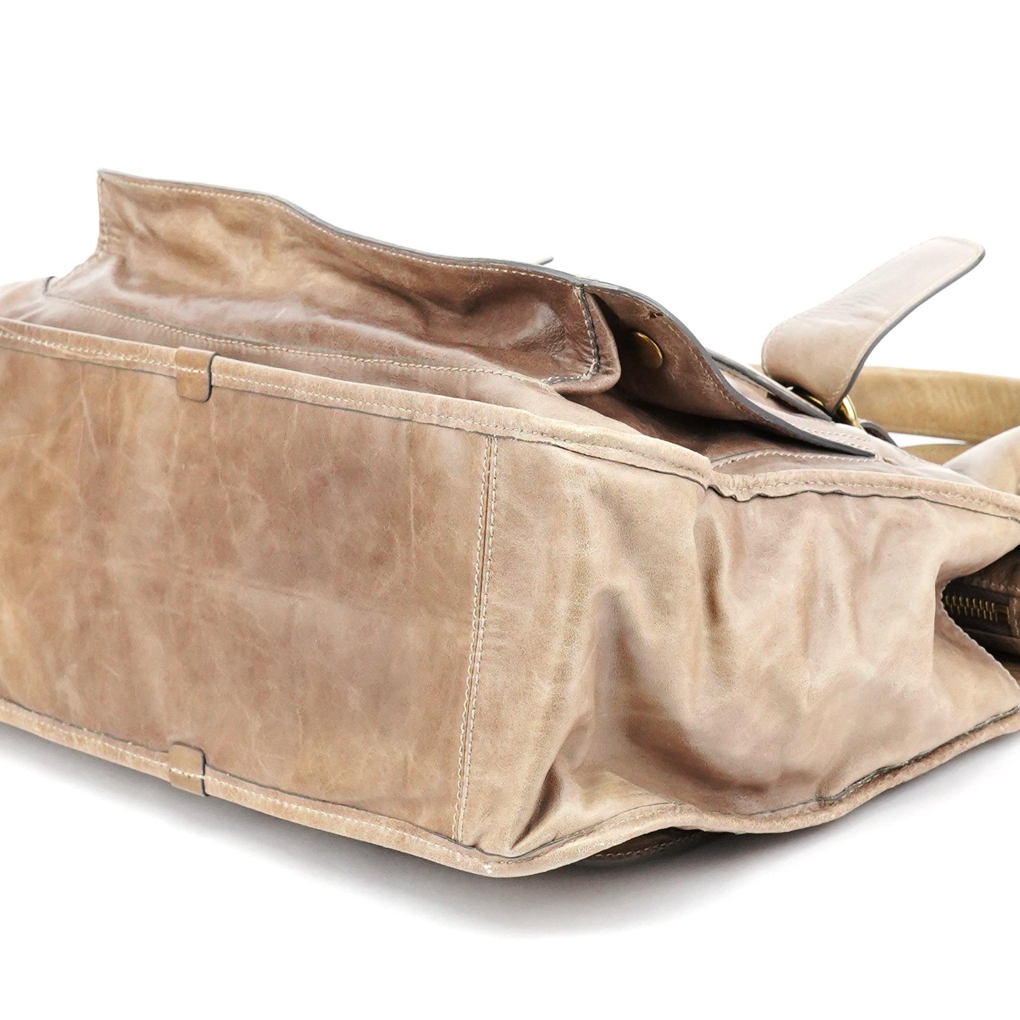 Light Brown Leather Bay Tote Bag