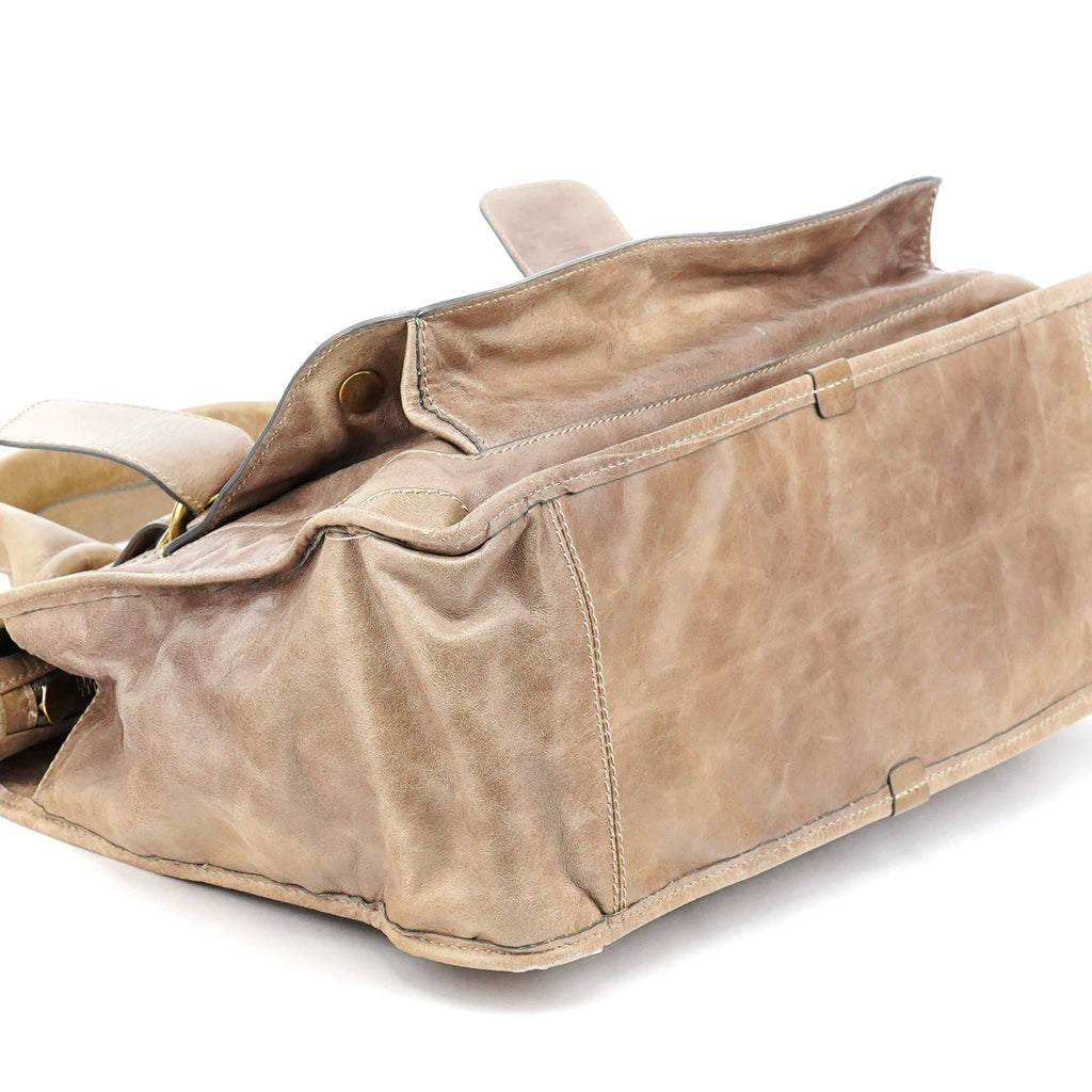 Light Brown Leather Bay Tote Bag