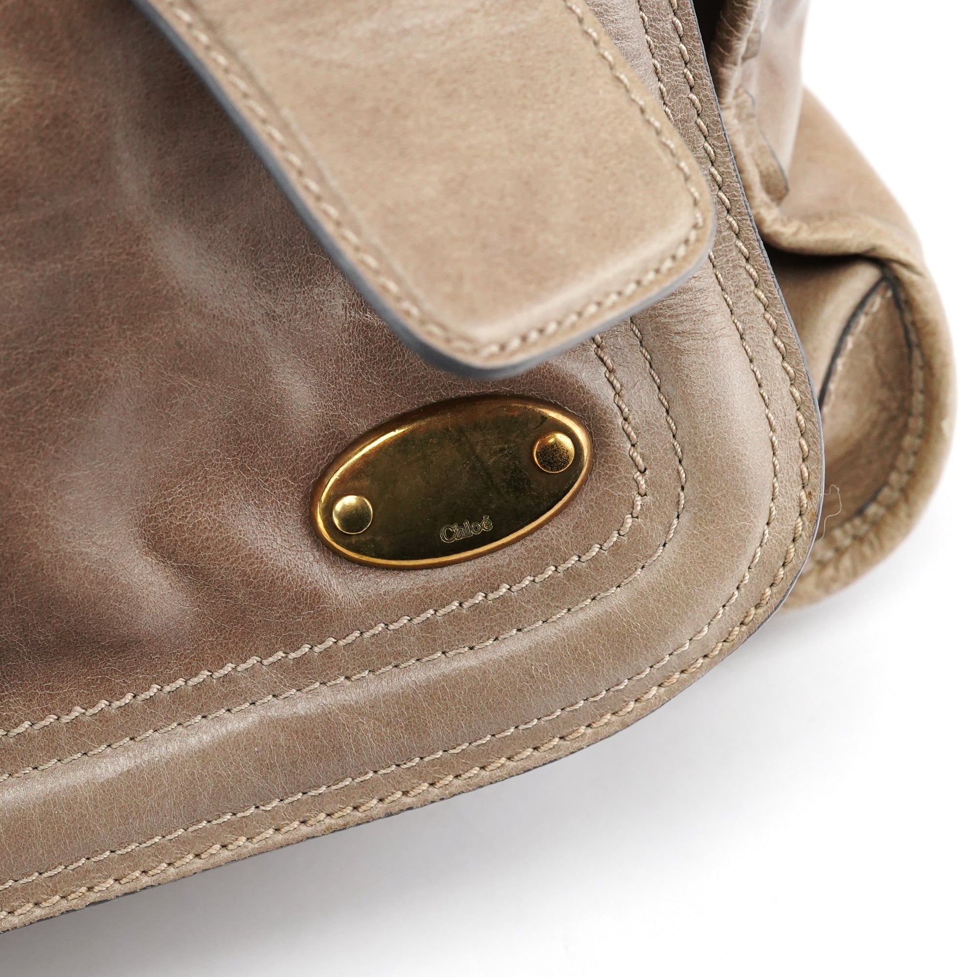 Light Brown Leather Bay Tote Bag