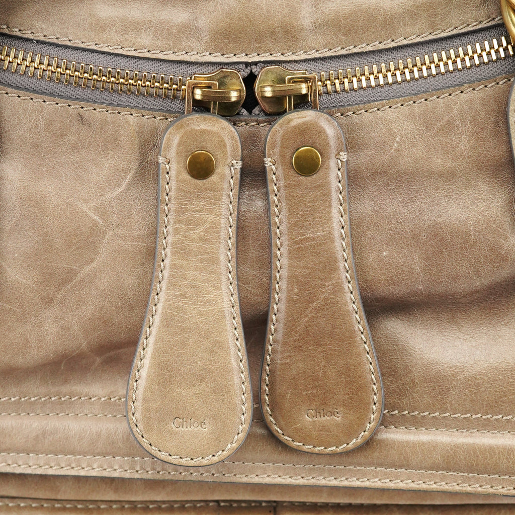 Light Brown Leather Bay Tote Bag