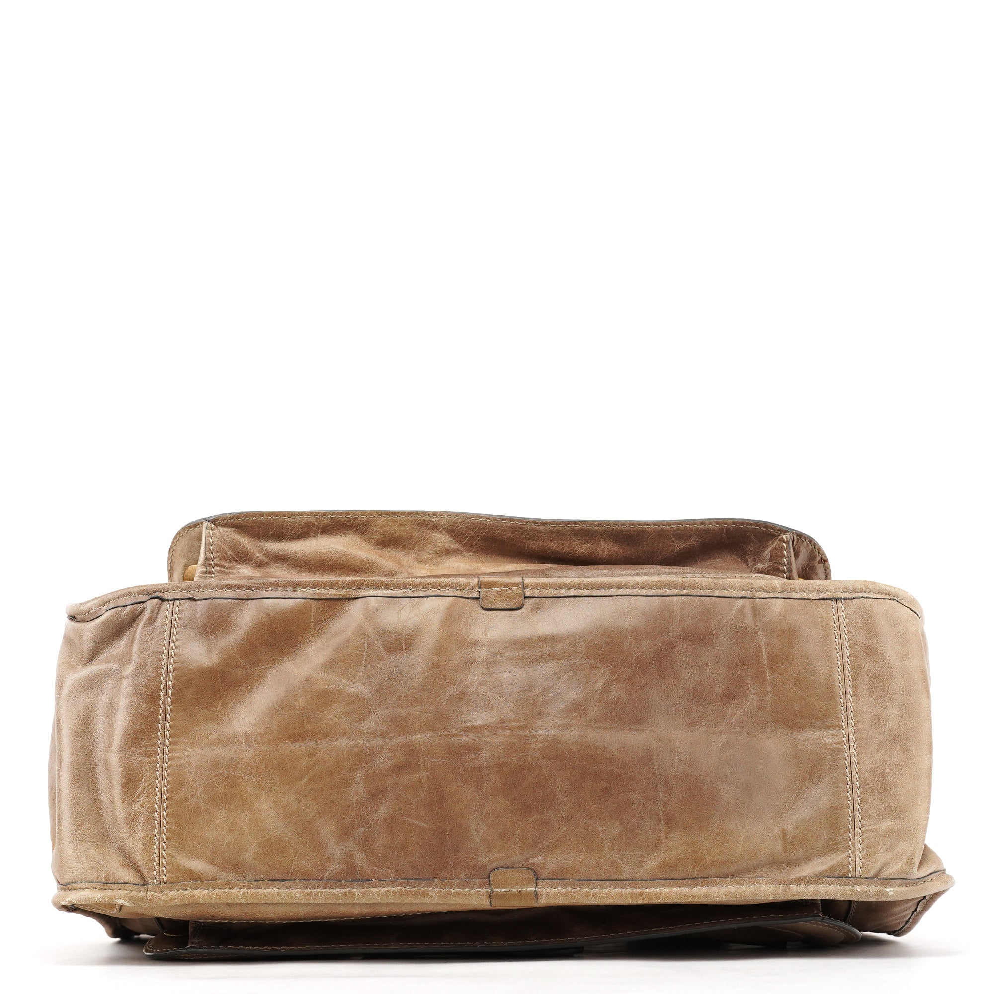 Light Brown Leather Bay Tote Bag