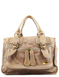 Light Brown Leather Bay Tote Bag