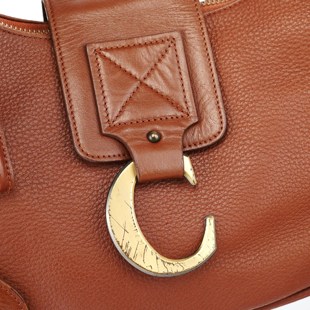 Light Brown Leather C Shoulder Bag