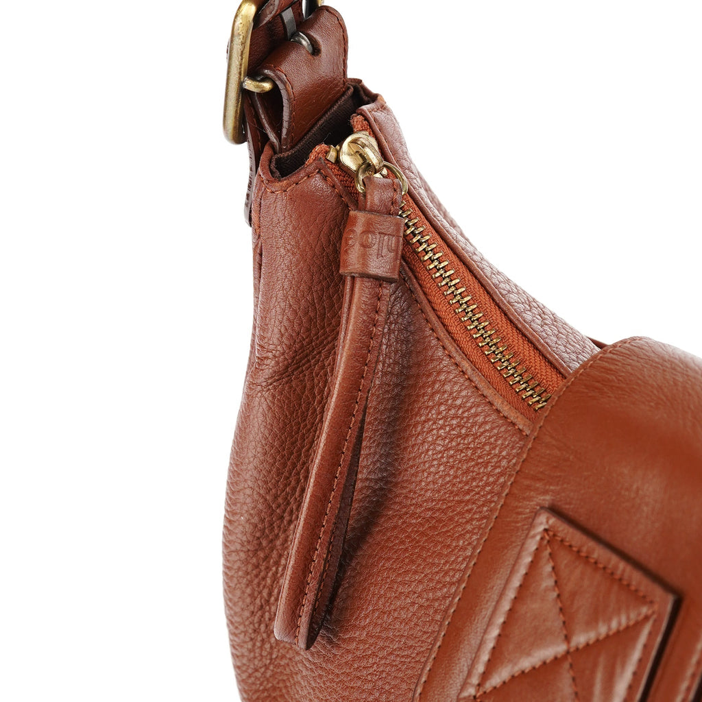 Light Brown Leather C Shoulder Bag