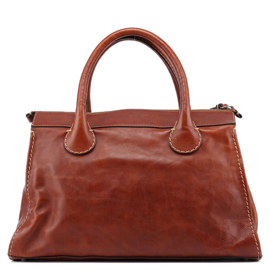 Light Brown Leather Edith Tote Bag