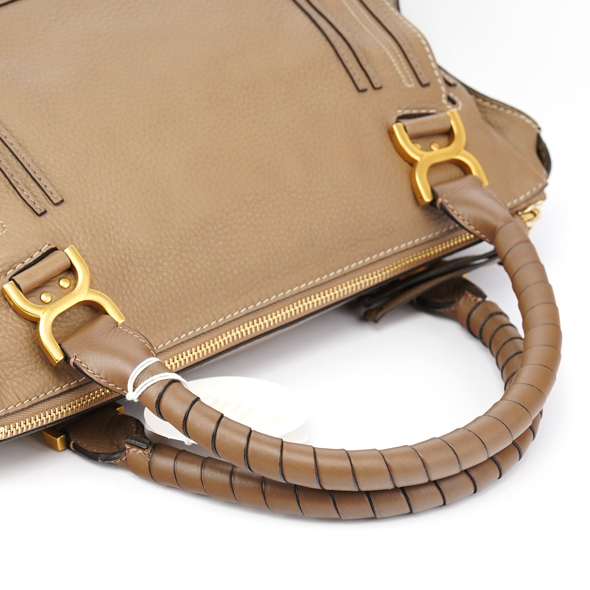 Light Brown Leather Large Marcie Shoulder Bag