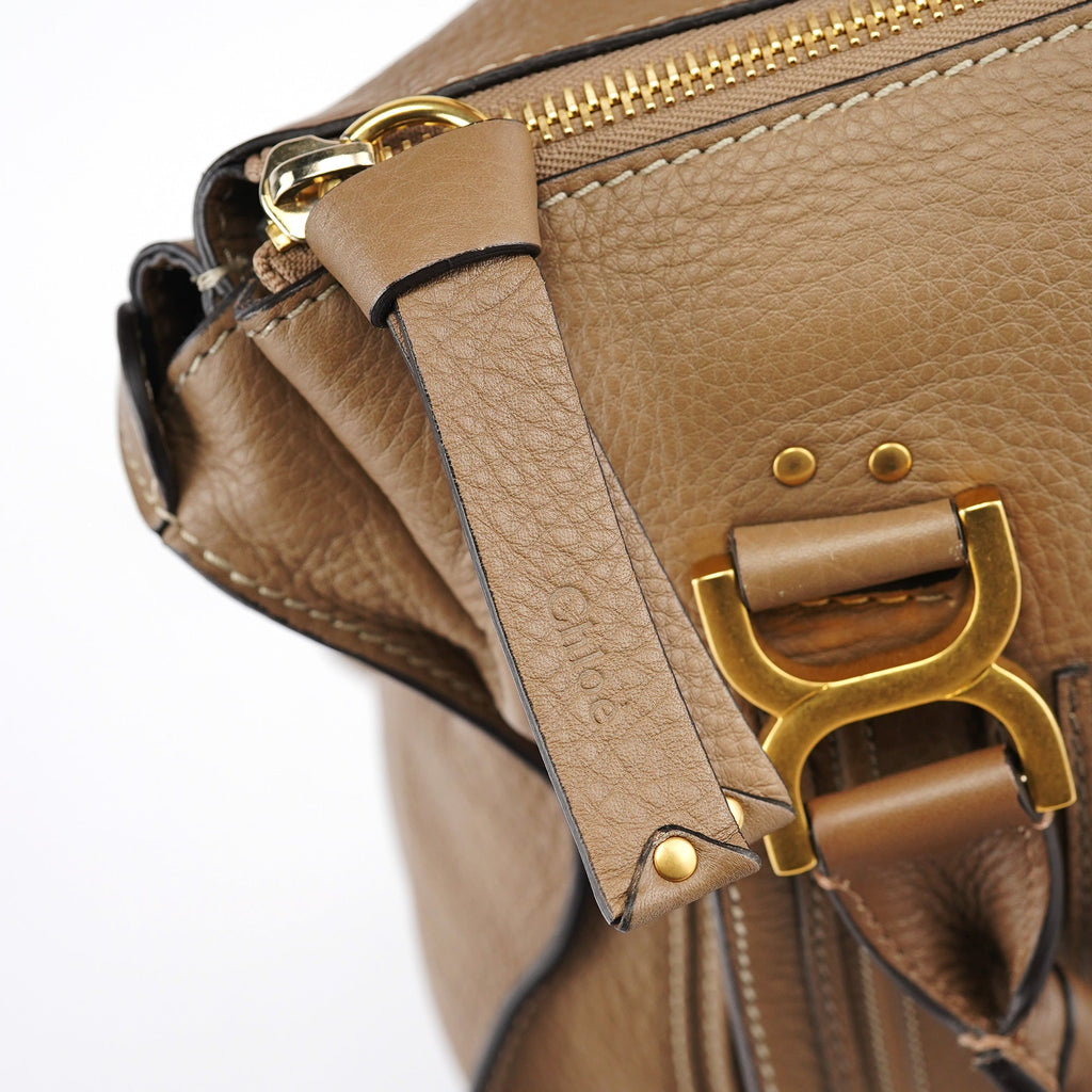 Light Brown Leather Large Marcie Shoulder Bag