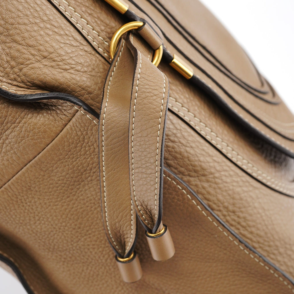 Light Brown Leather Large Marcie Shoulder Bag