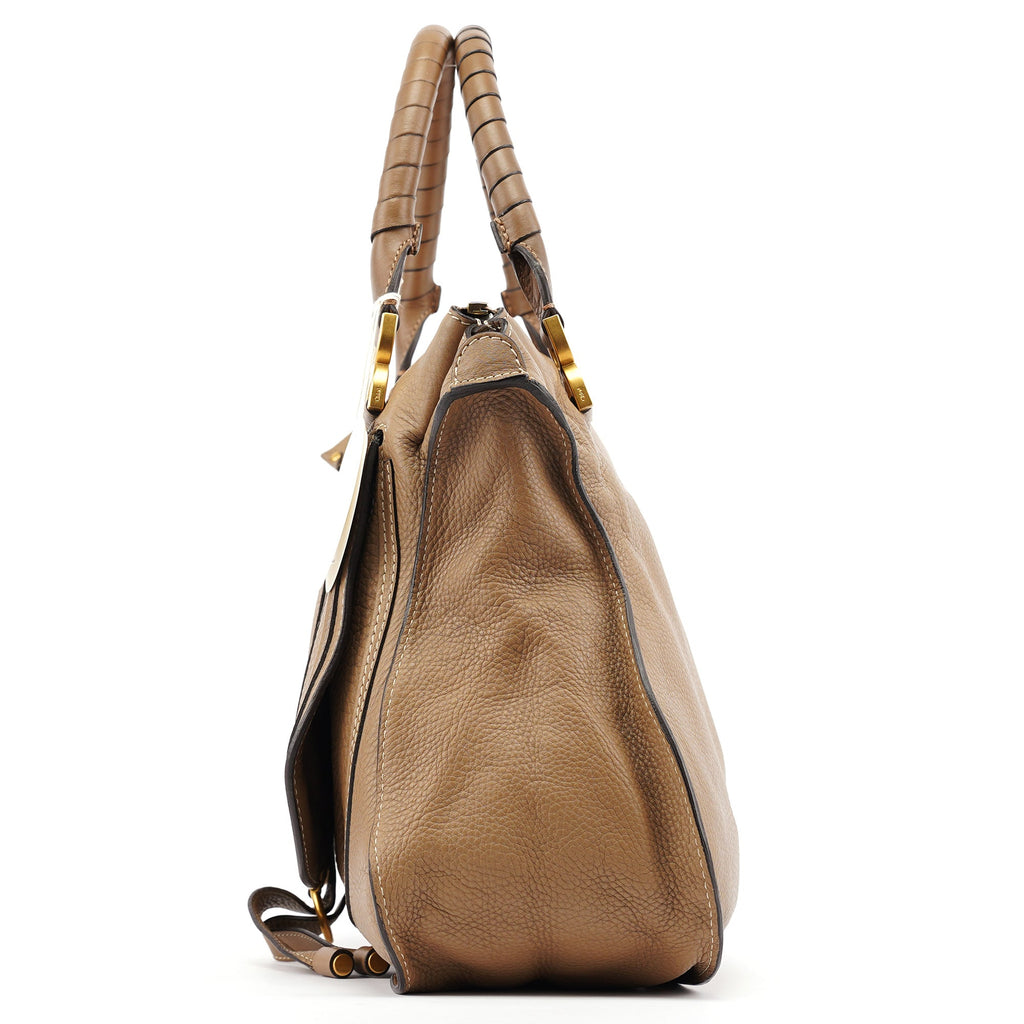 Light Brown Leather Large Marcie Shoulder Bag