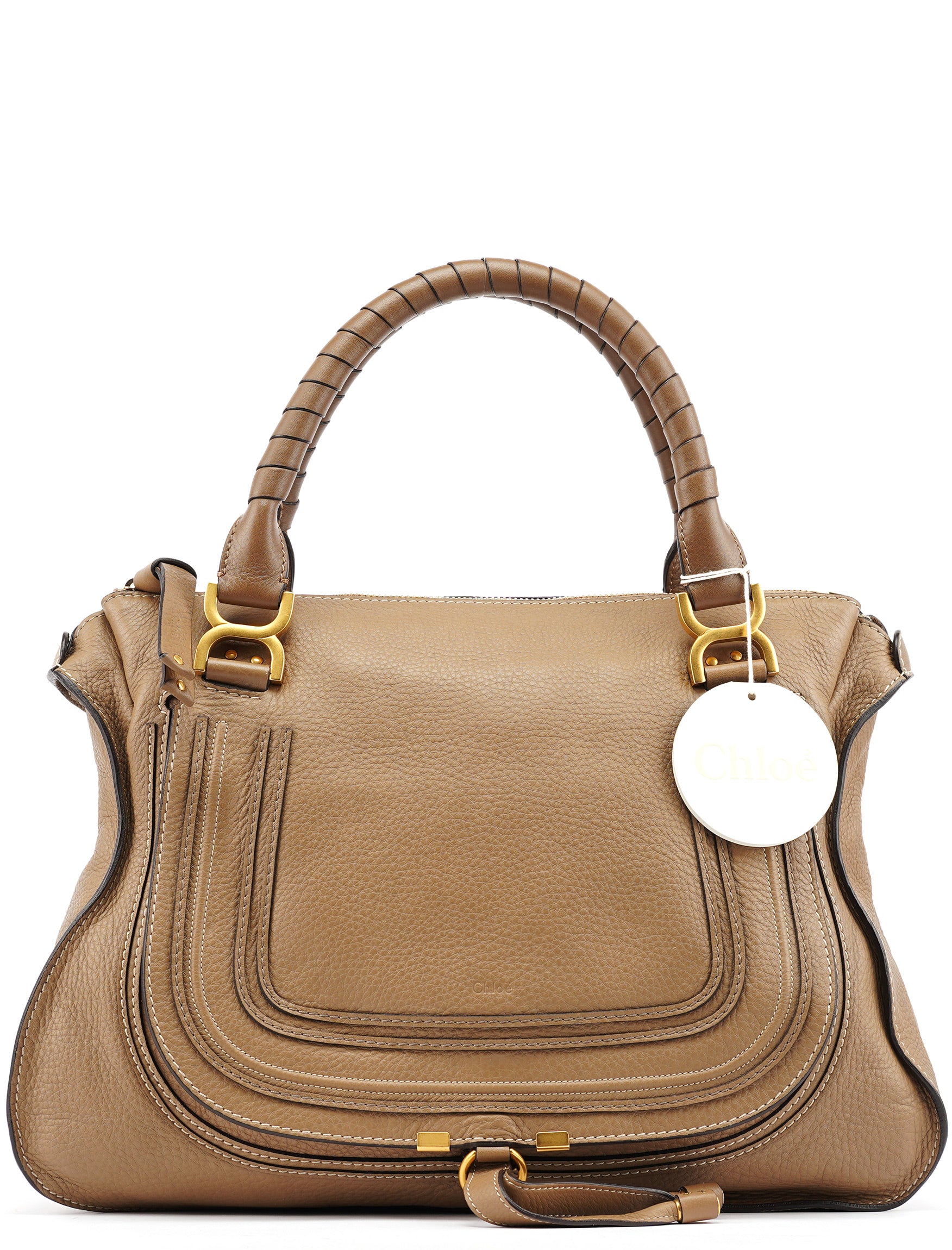 Light Brown Leather Large Marcie Shoulder Bag