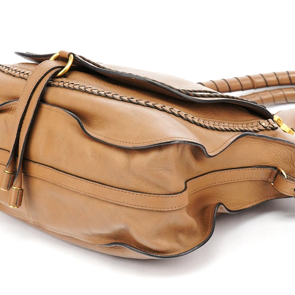 Light Brown Leather Marcie Intrecciato Shoulder Bag