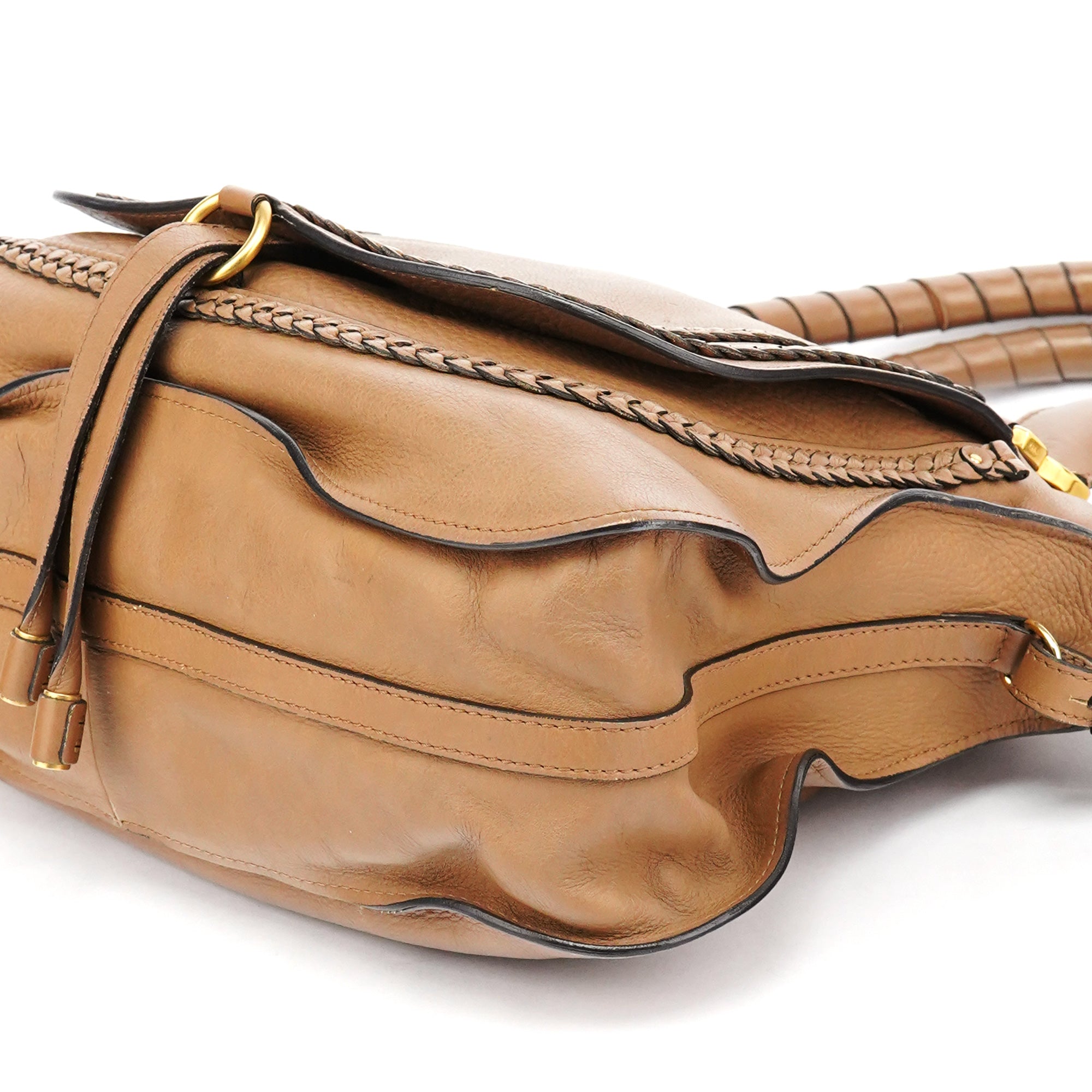 Light Brown Leather Marcie Intrecciato Shoulder Bag
