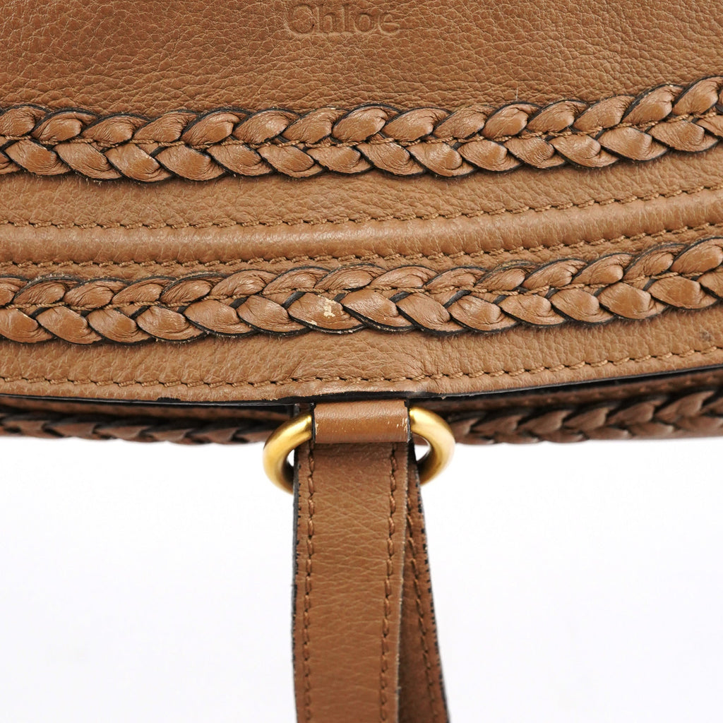 Light Brown Leather Marcie Intrecciato Shoulder Bag