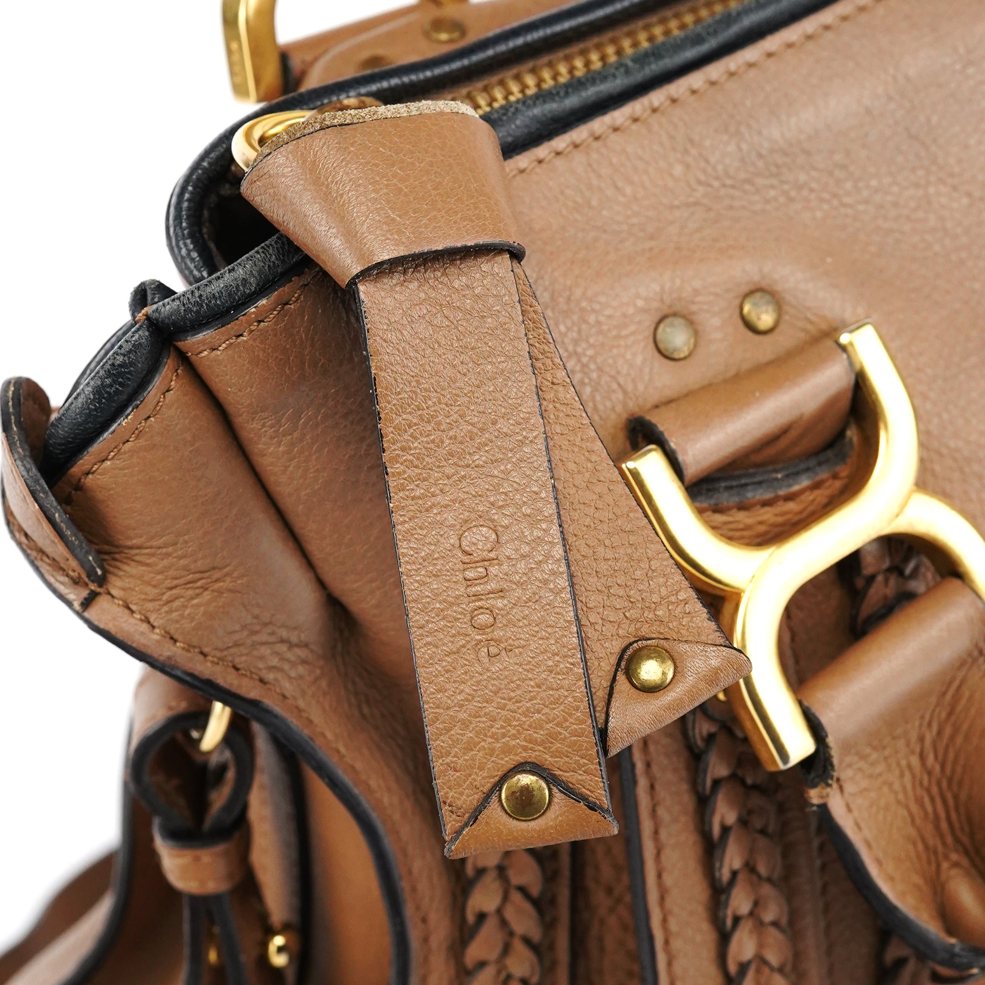 Light Brown Leather Marcie Intrecciato Shoulder Bag