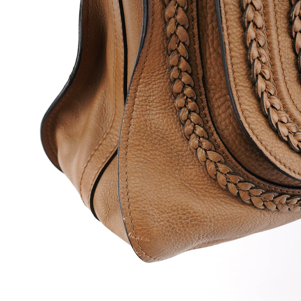 Light Brown Leather Marcie Intrecciato Shoulder Bag