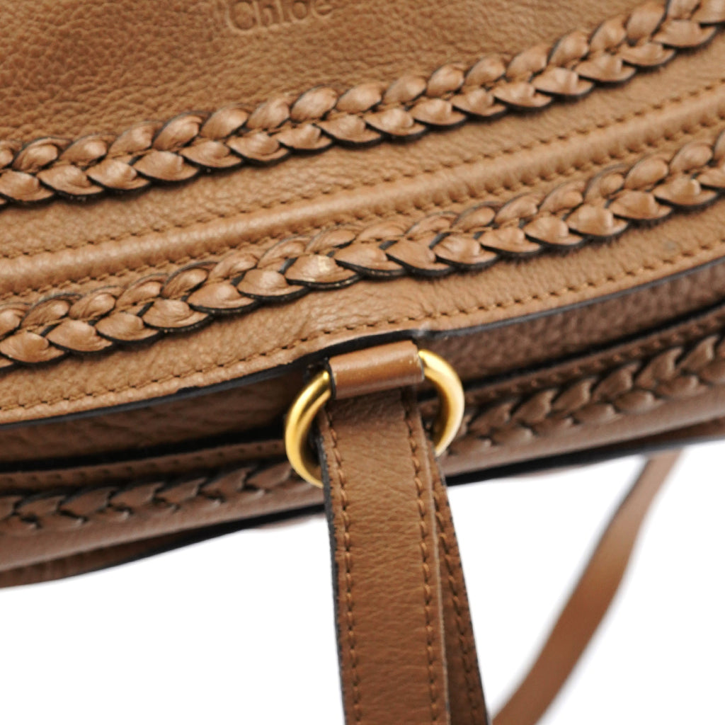 Light Brown Leather Marcie Intrecciato Shoulder Bag