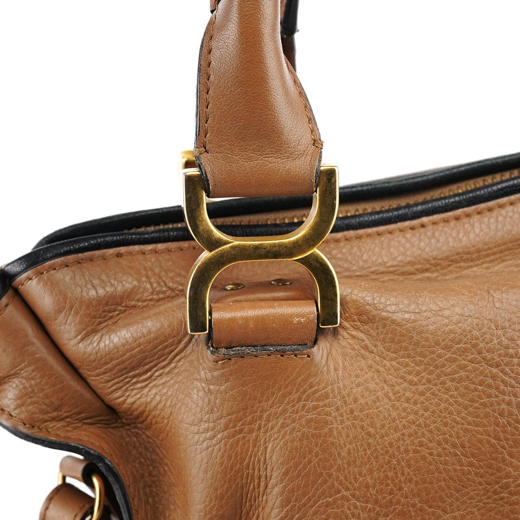 Light Brown Leather Marcie Intrecciato Shoulder Bag