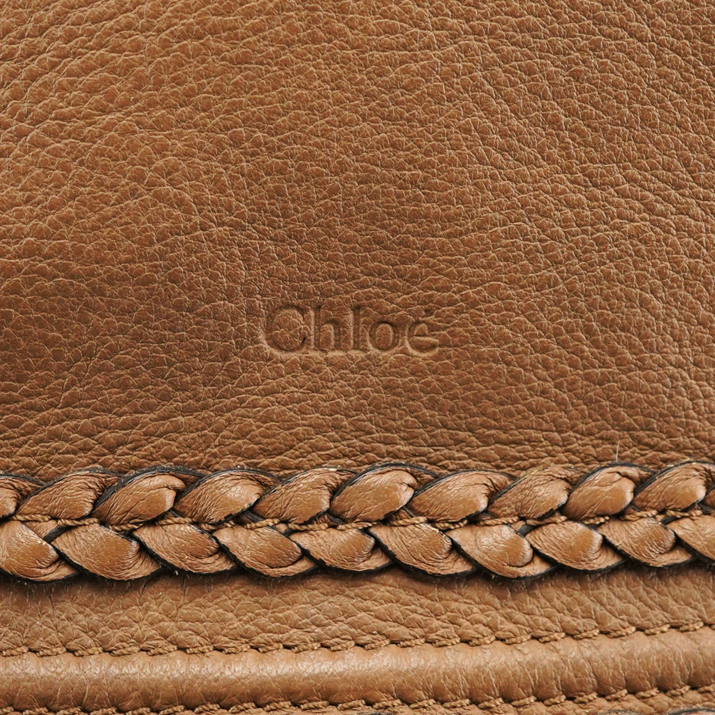 Light Brown Leather Marcie Intrecciato Shoulder Bag