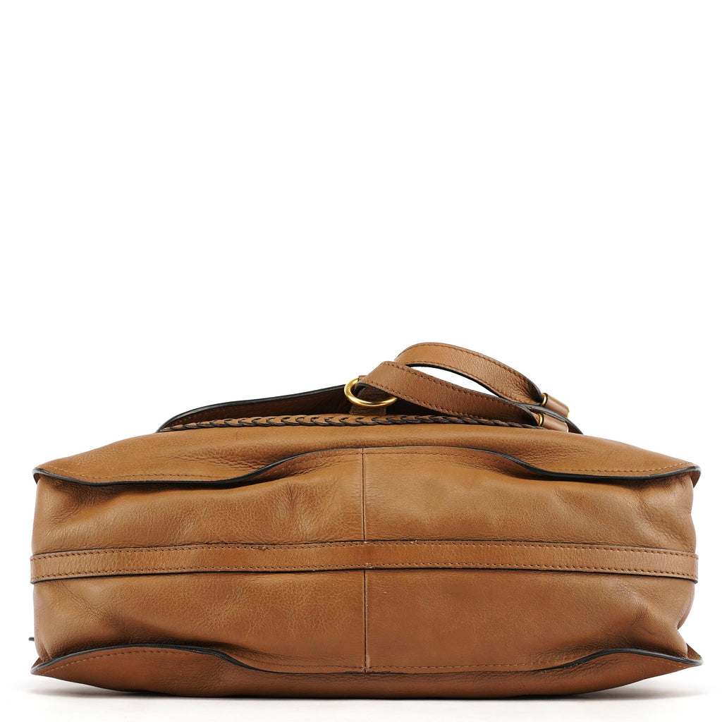 Light Brown Leather Marcie Intrecciato Shoulder Bag