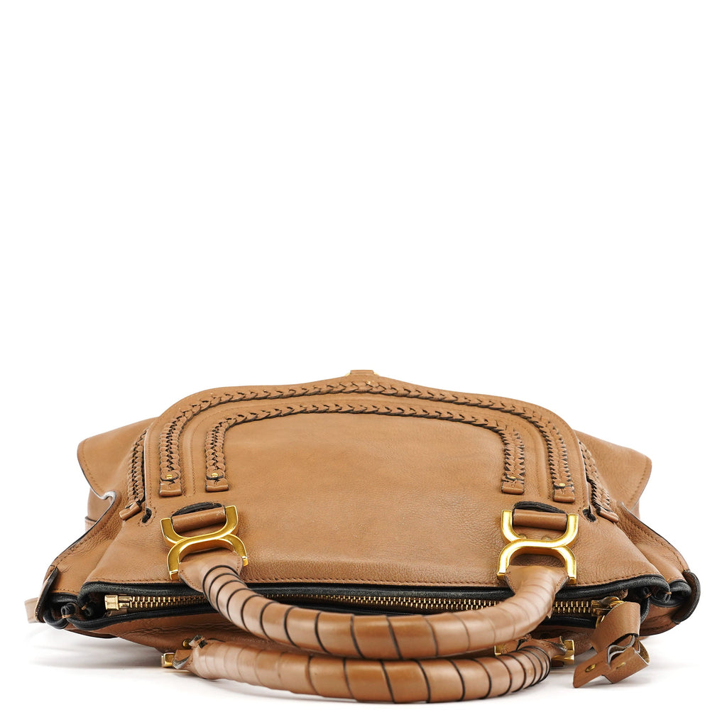 Light Brown Leather Marcie Intrecciato Shoulder Bag